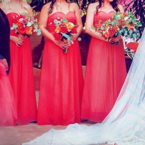 Never been worn Ants bridal hot pink strapless bridesmaid dress.